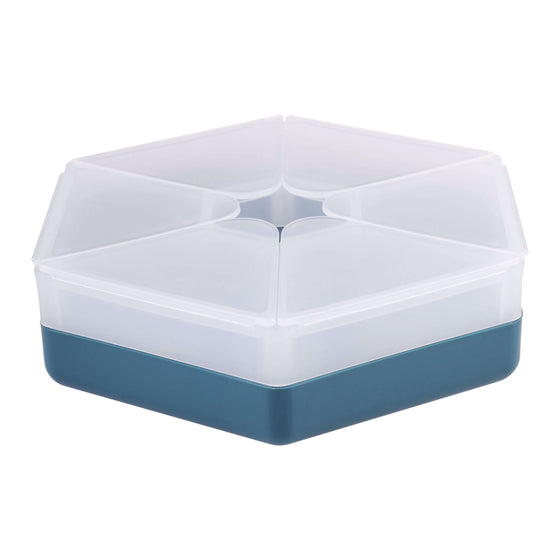 Kids snack box with six compartments, leak-resistant lid