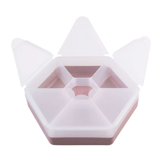Melii Luxe Hexagon Snackle Box with six compartments pink