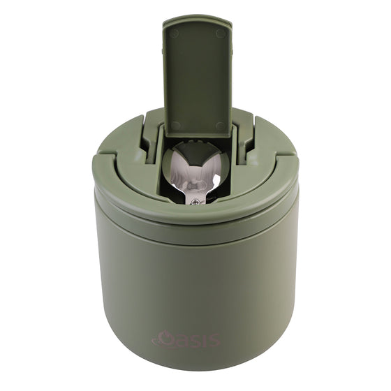 Oasis Insulated Food Flask 550ml - Olive Green