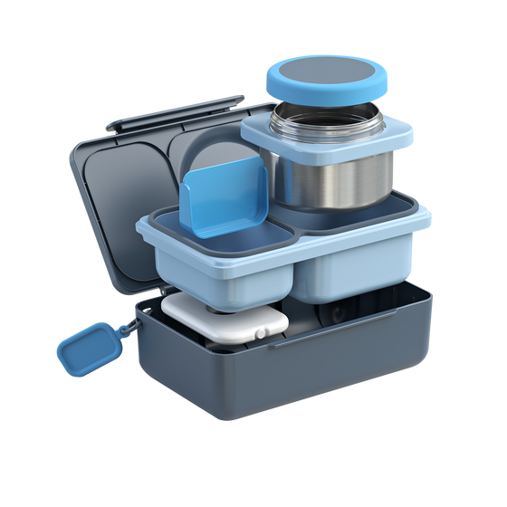 Omiebox Up Hot & Cold Kids Lunch Box - Graphite - BentoBliss