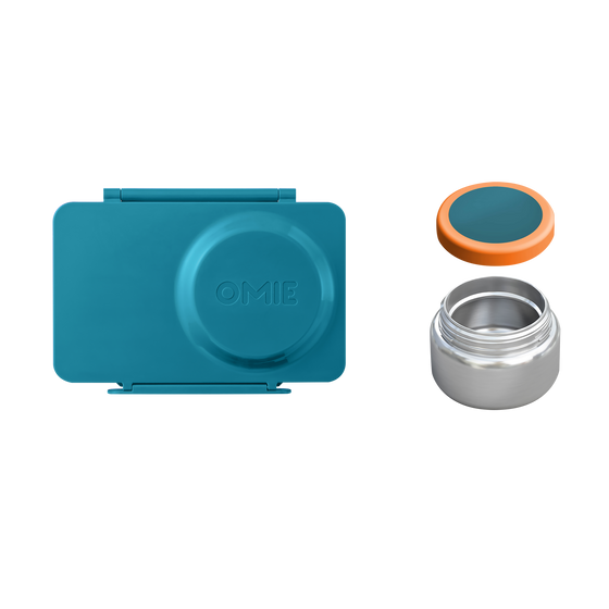 Omiebox Up Hot & Cold Kids Lunch Box - Teal Green - BentoBliss