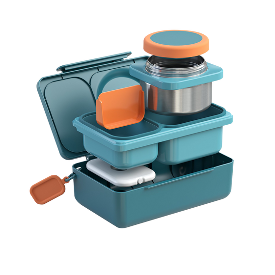 Omiebox Up Hot & Cold Kids Lunch Box - Teal Green - BentoBliss