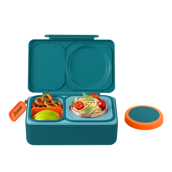Omiebox Up Hot & Cold Kids Lunch Box - Teal Green - BentoBliss