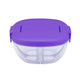Purple snack bowl with three compartments for food storage
