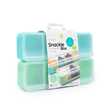 Melii 4 Compartment Snackle Box 2pk Blue Mint - Packaging