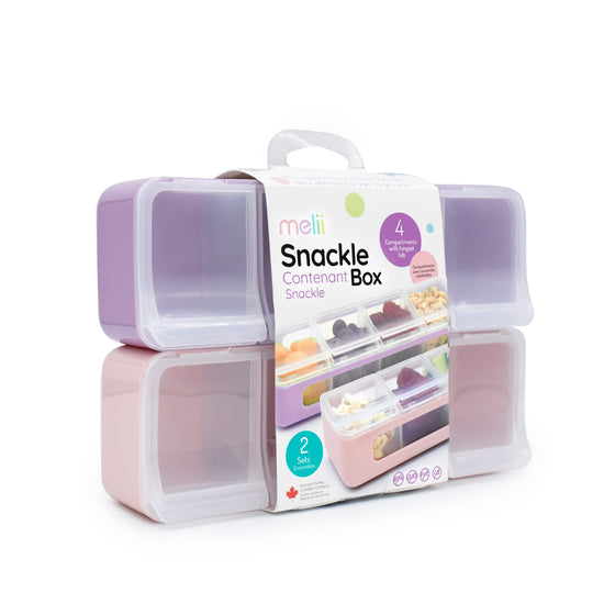 Melii 4 Compartment Snackle Box 2pk Pink Purple - Packaging