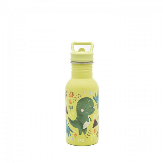 Sassi Stainless Steel Kids Drink Bottle - Cracky the Dinosaur - BentoBliss 