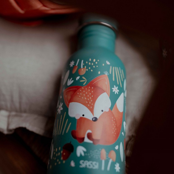 Sassi Stainless Steel Kids Drink Bottle - Crunchy the Fox - BentoBliss 