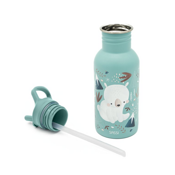 Sassi Stainless Steel Kids Drink Bottle - Munchy the Bear - BentoBliss 