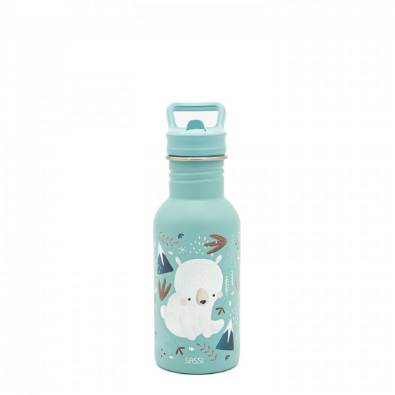 Sassi Stainless Steel Kids Drink Bottle - Munchy the Bear - BentoBliss 