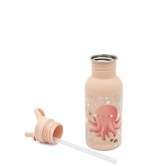 Sassi Stainless Steel Kids Drink Bottle - Slurpy the Octopus - BentoBliss 