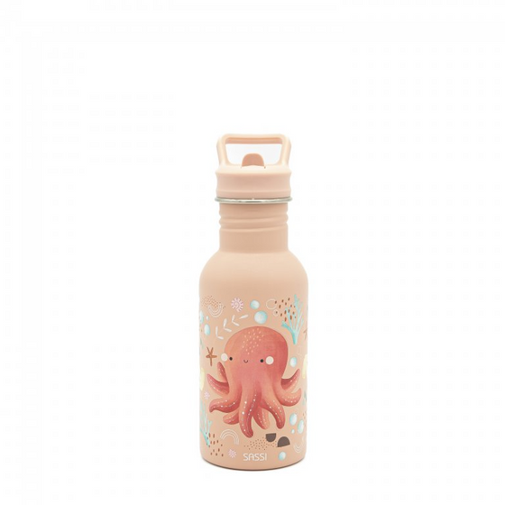 Sassi Stainless Steel Kids Drink Bottle - Slurpy the Octopus - BentoBliss 