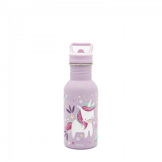 Sassi Stainless Steel Kids Drink Bottle - Sparkly the Unicorn - BentoBliss 