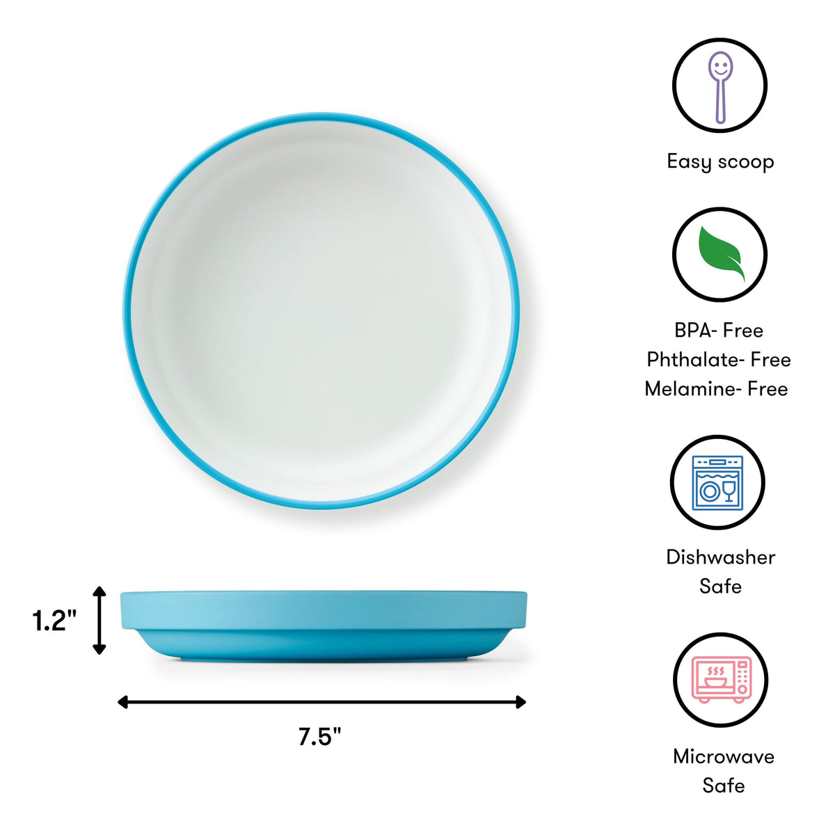 Omie Easy Scoop Plate With Divider - Blue - BentoBliss
