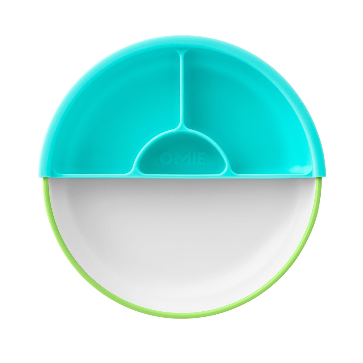 Omie Easy Scoop Plate With Divider - Green - BentoBliss
