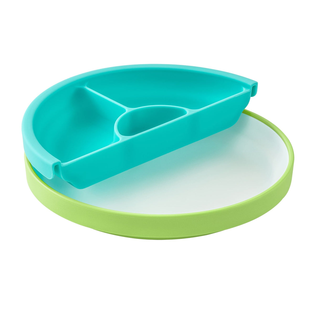 Omie Easy Scoop Plate With Divider - Green - BentoBliss