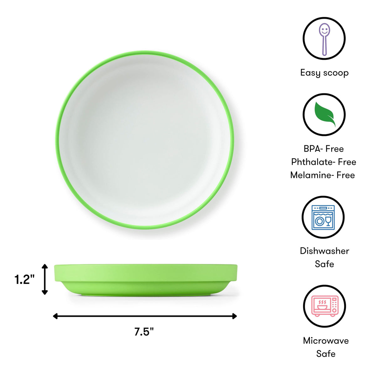 Omie Easy Scoop Plate With Divider - Green - BentoBliss