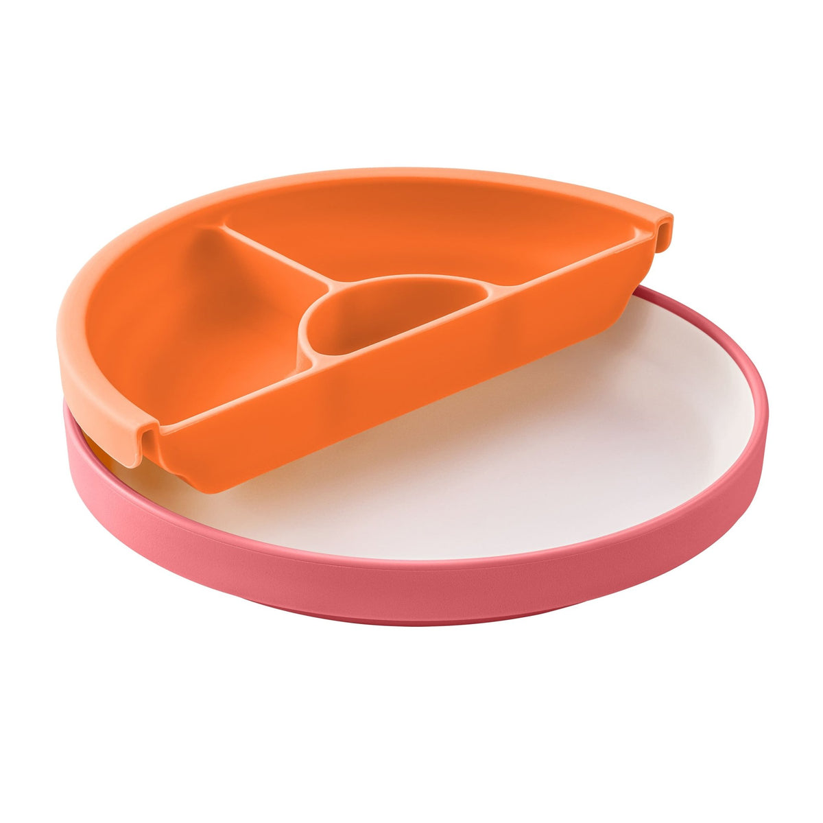 Omie Easy Scoop Plate With Divider - Pink - BentoBliss