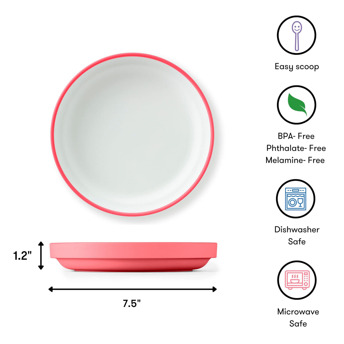 Omie Easy Scoop Plate With Divider - Pink - BentoBliss