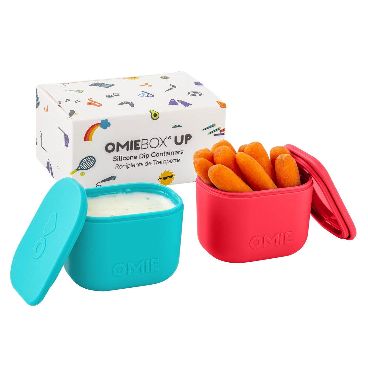 Omiebox Up Silicone Dip Containers - Pink & Teal - BentoBliss