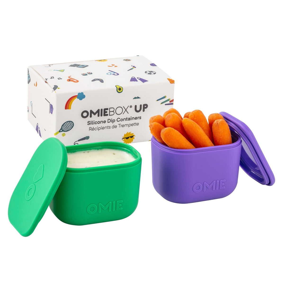 Omiebox Up Silicone Dip Containers - Purple & Green - BentoBliss