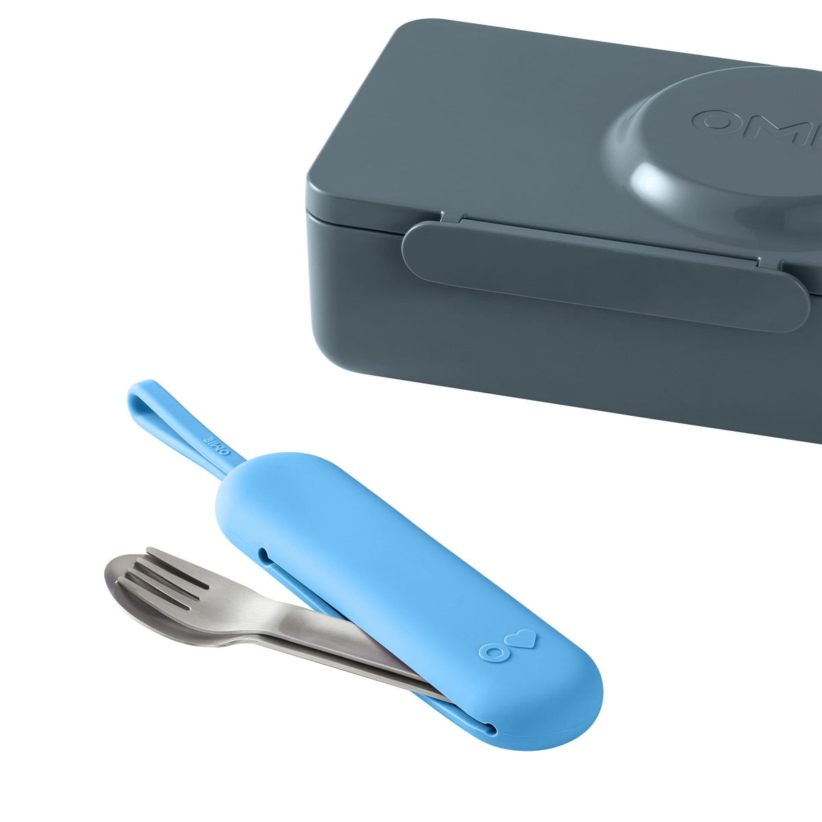 OmieBox UP Pod & Utensil Set - Azure - BentoBliss