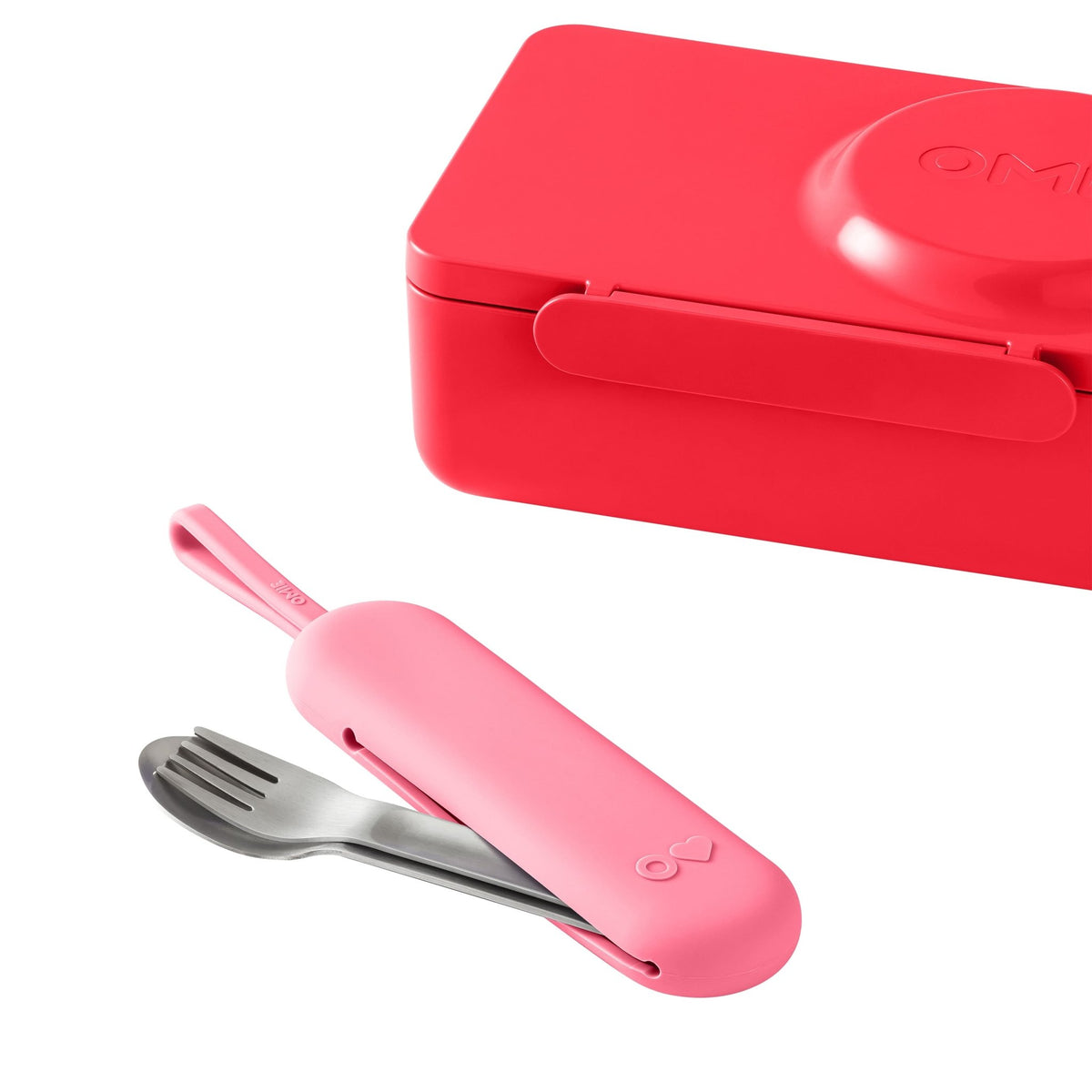 OmieBox UP Pod & Utensil Set - Blush - BentoBliss