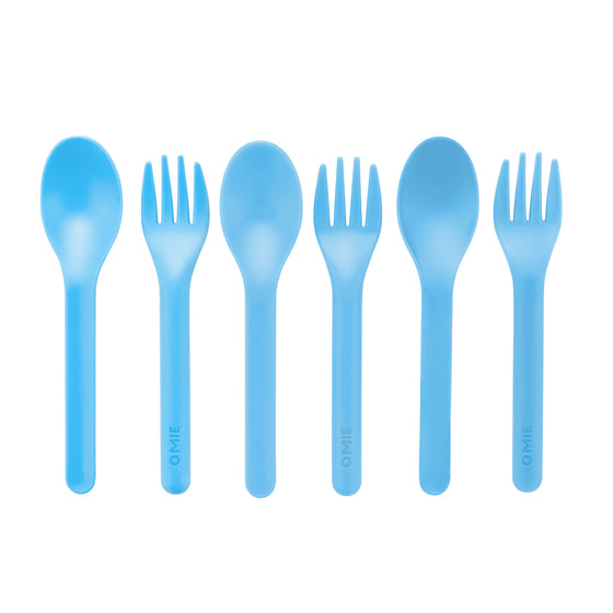 Omie cutlery set blue reusable utensils for kids lunchbox