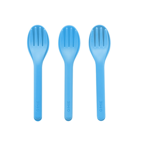 Omie cutlery set blue reusable utensils for kids lunchbox