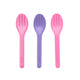 Omie cutlery set with reusable kids utensils in pink-purple