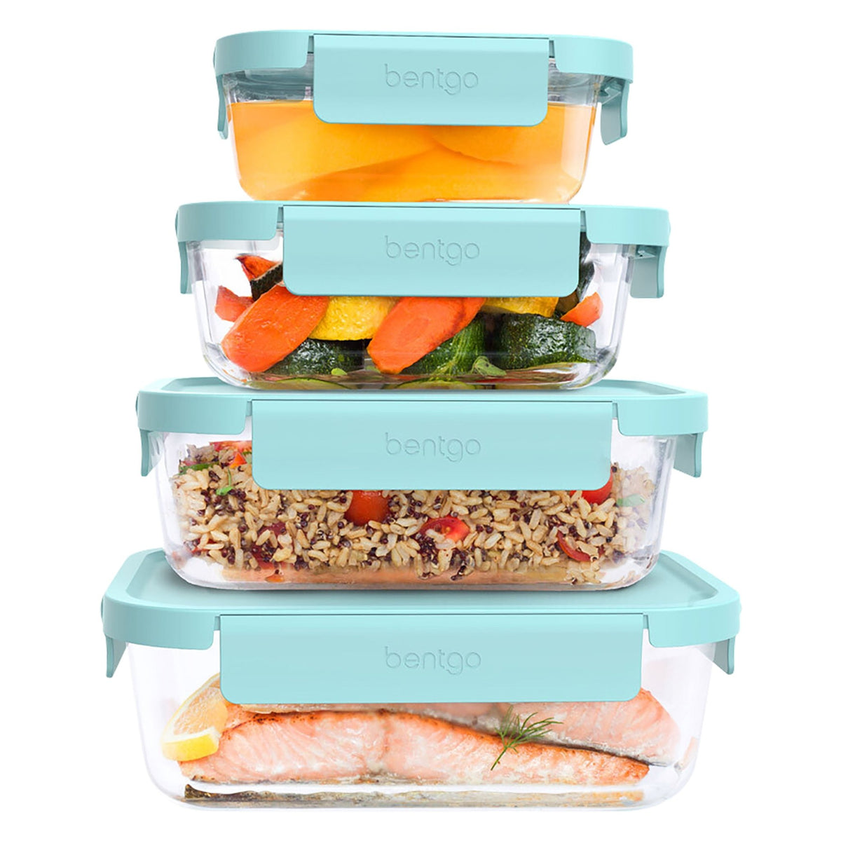 Bentgo 8 Piece Rectangle Glass Food Storage Set - BentoBliss