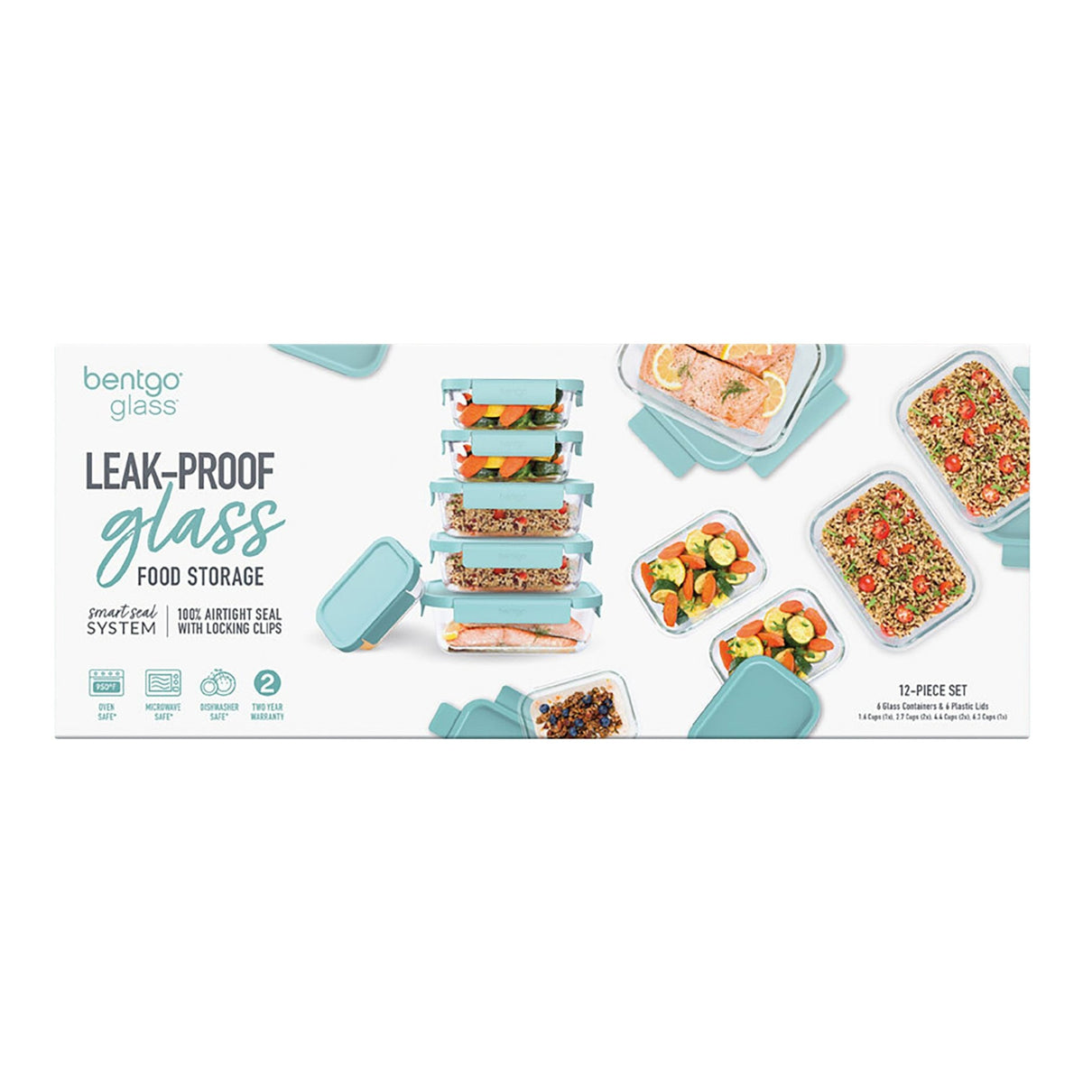 Bentgo 12 Piece Rectangle Glass Food Storage Set - BentoBliss