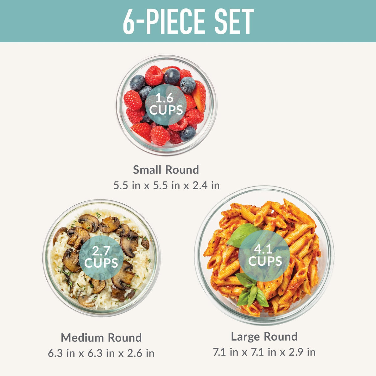 Bentgo 6 Piece Round Glass Food Storage Set - BentoBliss