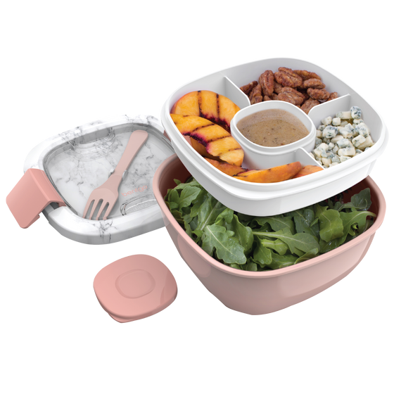 Bentgo all in one salad container blush marble colour with food