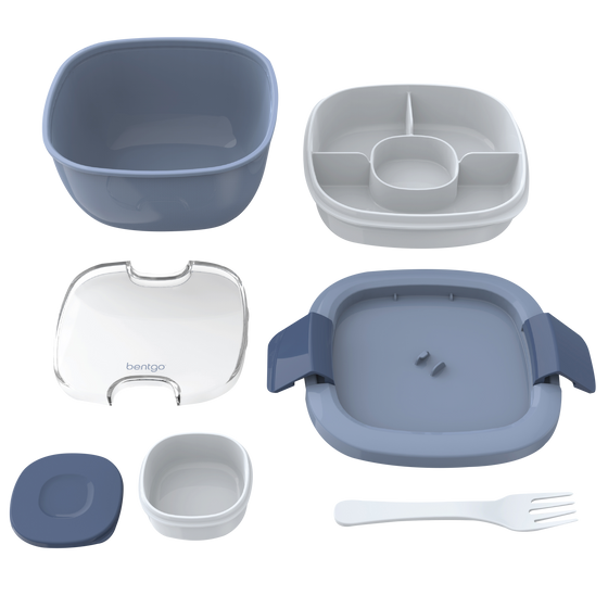 Bentgo all in one salad container slate colour with all the parts