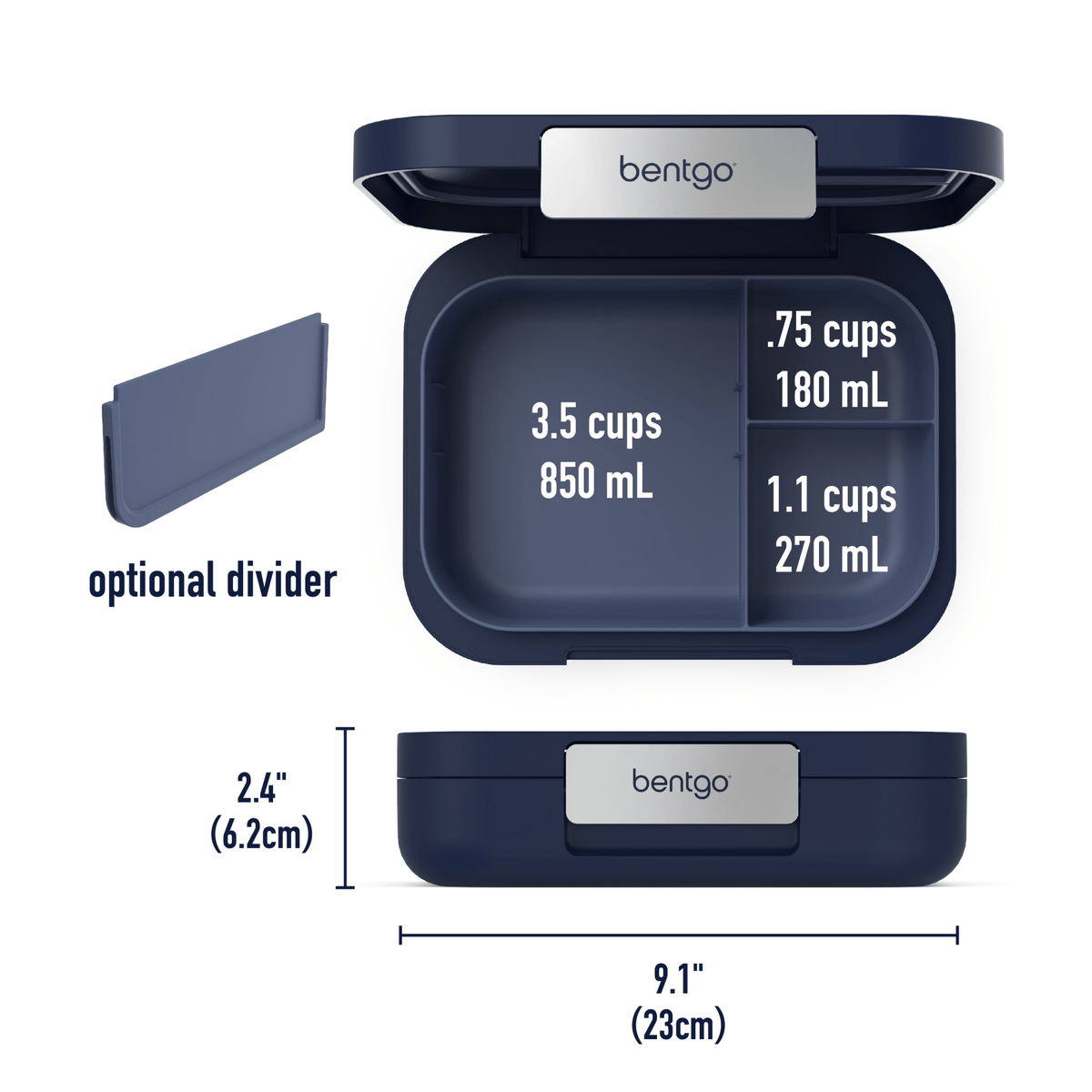 Bentgo Modern Lunch Box and Snack Cup Bundle - Navy - BentoBliss