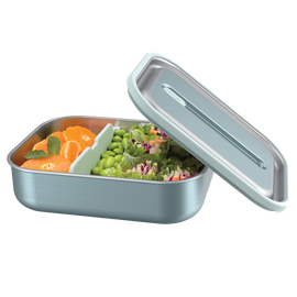 Bentgo stainless steel leak proof lunch box aqua colour with food