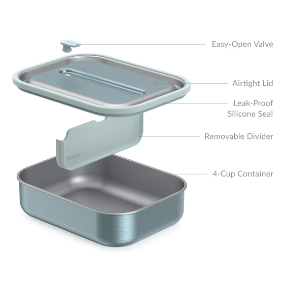 Bentgo stainless steel leak proof lunch box aqua colour product specifications