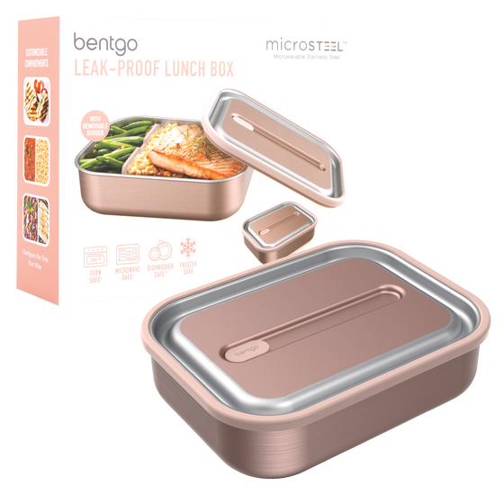 Bentgo stainless steel leak proof lunch box rose gold colour