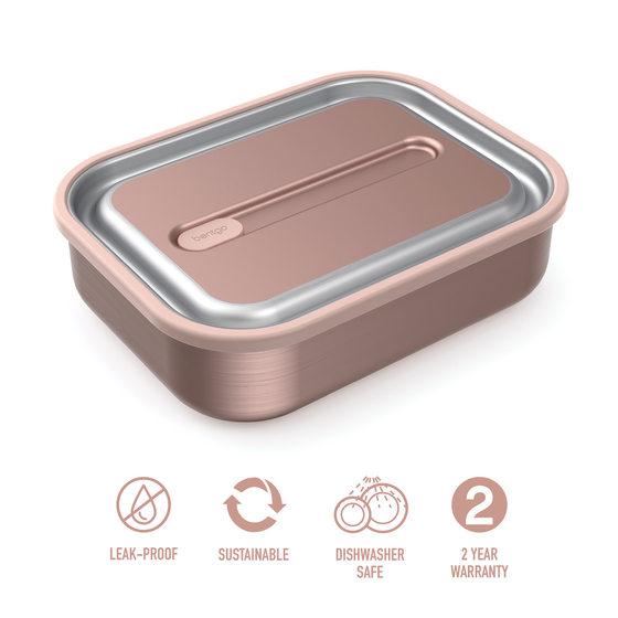 Bentgo stainless steel leak proof lunch box rose gold colour with specifications