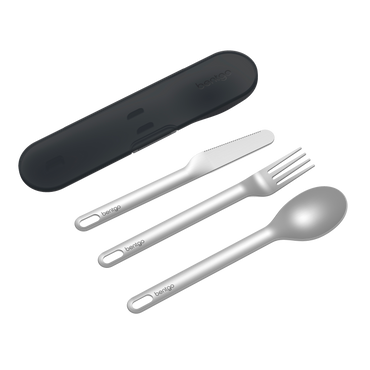 Bentgo stainless steel utensil set carbon black colour with spoon fork and knife