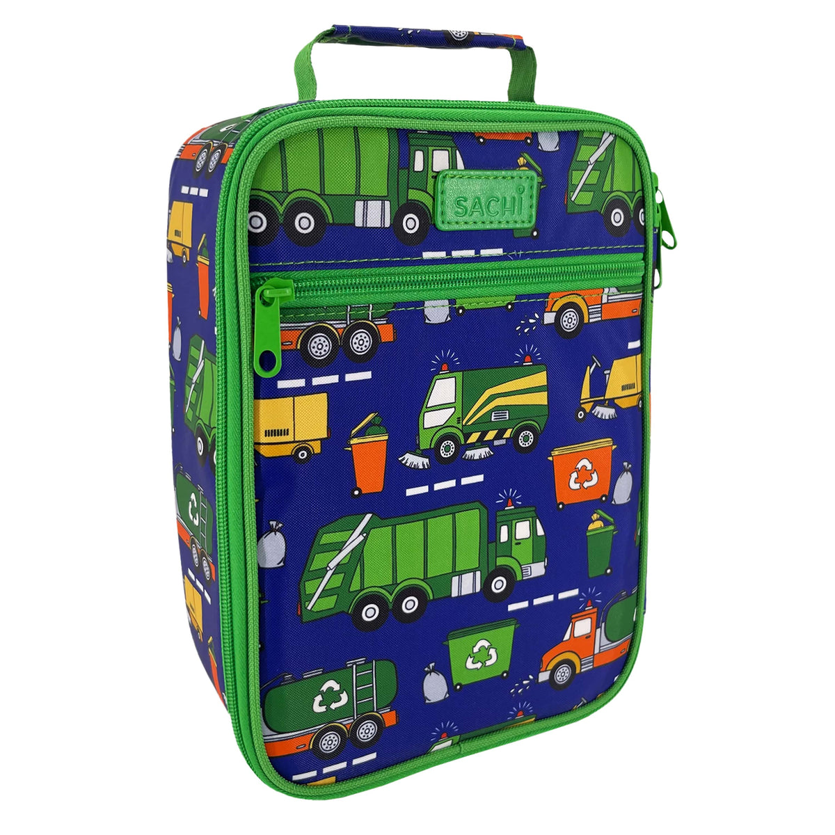 Sachi Insulated Lunch Bag and Bottle Bundle - Garbage Trucks - BentoBliss