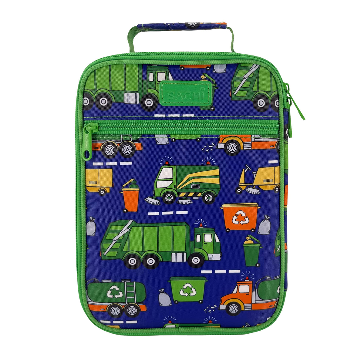 Sachi Insulated Lunch Bag and Bottle Bundle - Garbage Trucks - BentoBliss