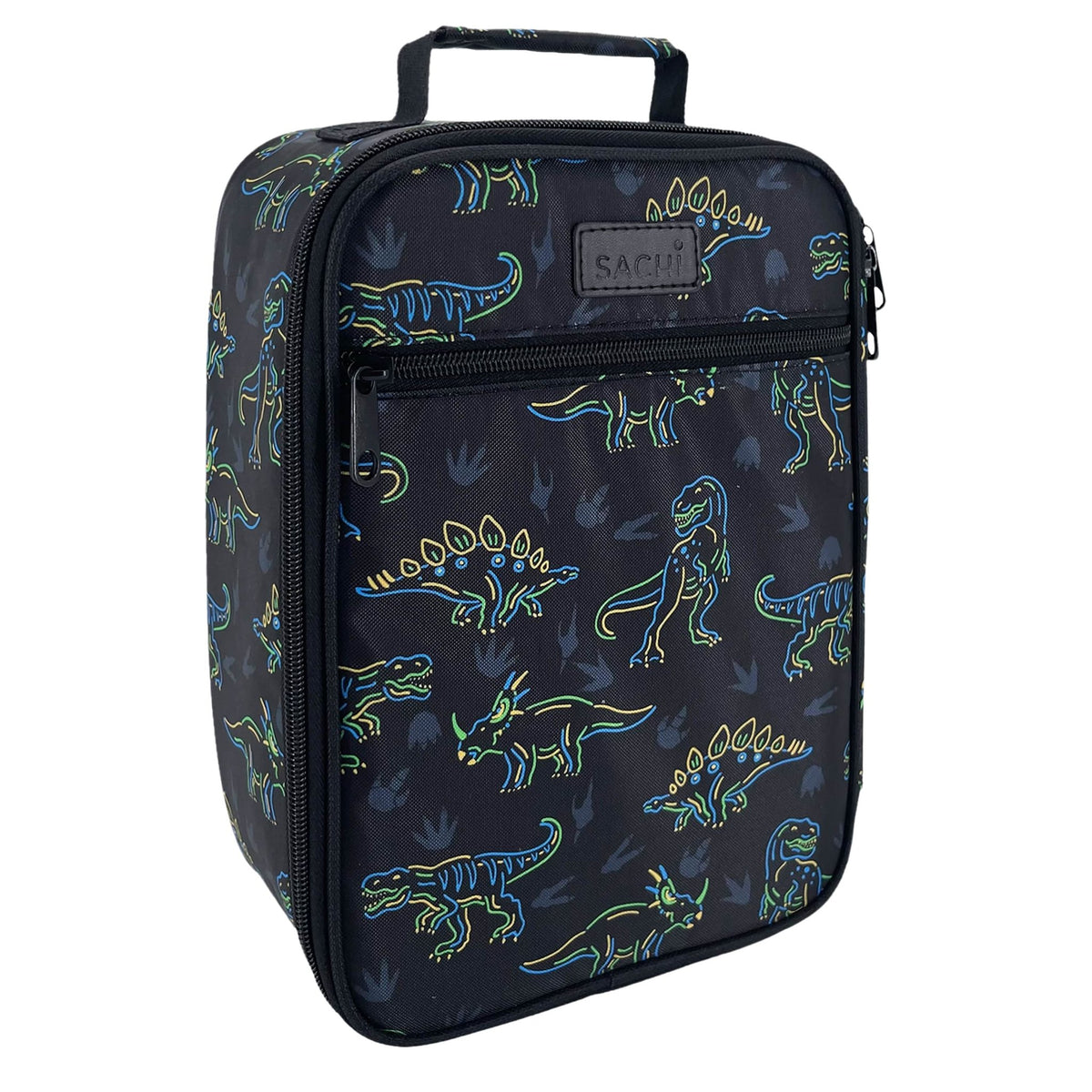 Sachi Insulated Lunch Bag and Bottle Bundle - Neon Dinosaur - BentoBliss