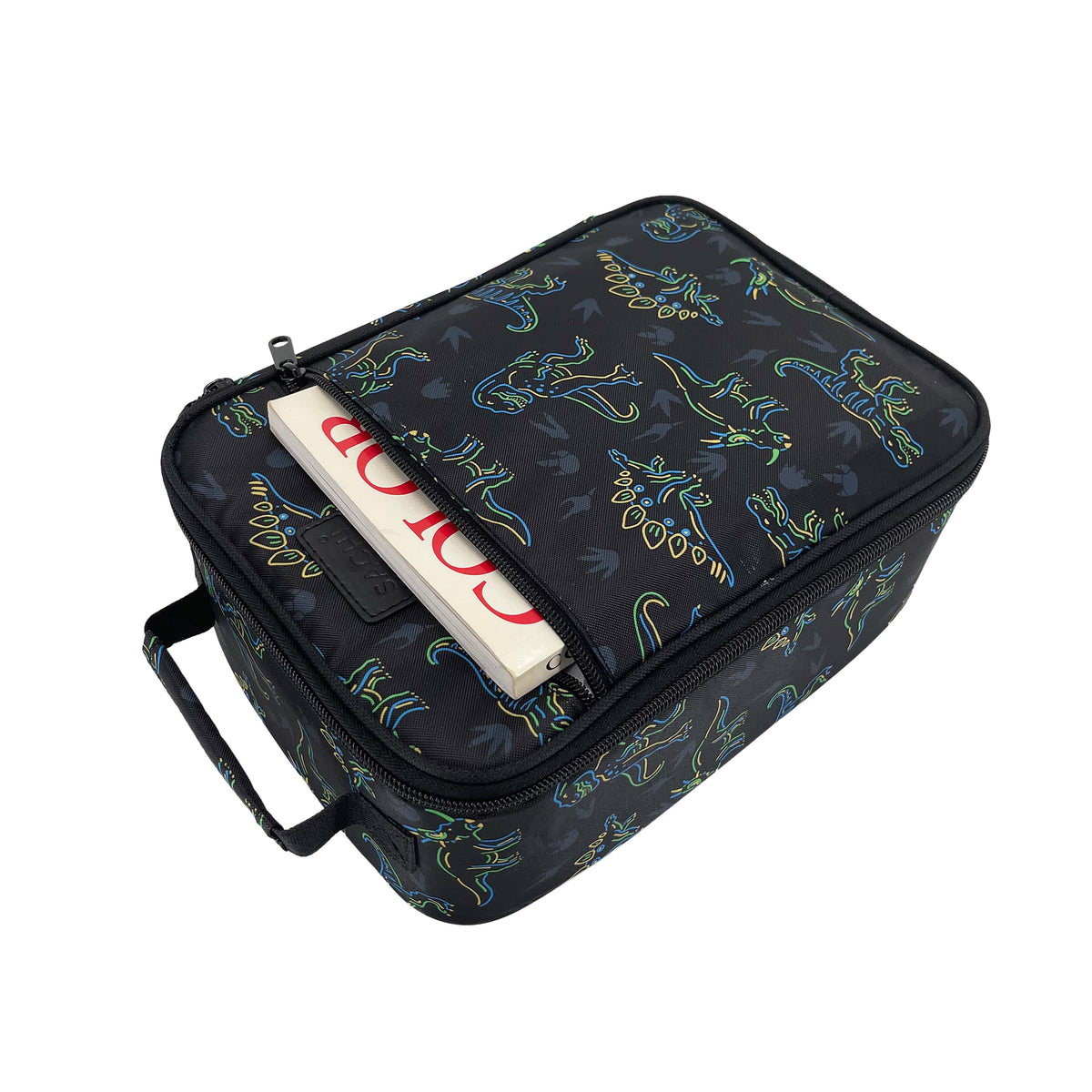 Sachi Insulated Lunch Bag and Bottle Bundle - Neon Dinosaur - BentoBliss