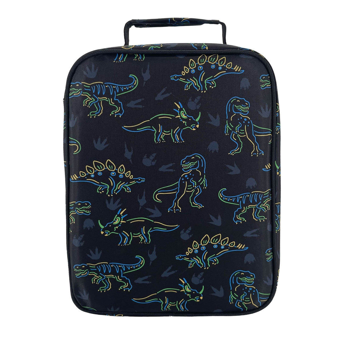 Sachi Insulated Lunch Bag and Bottle Bundle - Neon Dinosaur - BentoBliss