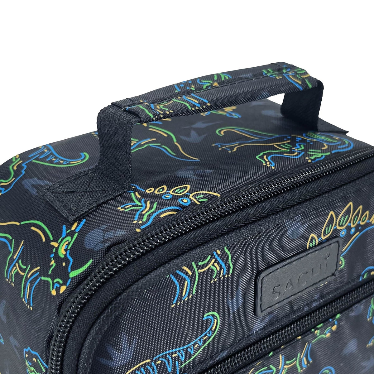 Sachi Insulated Lunch Bag and Bottle Bundle - Neon Dinosaur - BentoBliss