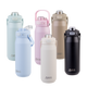 Oasis Ceramic Lined Stainless Steel Capri Drink Bottle 750ml collection in pastel blue, pink, cream, beige and black colours.