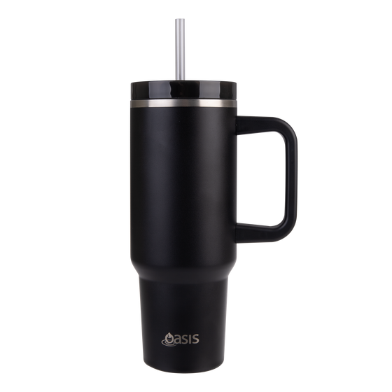 Oasis stainless steel 1.2litre black colour tumbler with lid