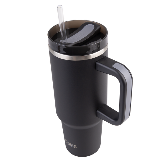 Oasis stainless steel 1.2litre black colour tumbler with lid